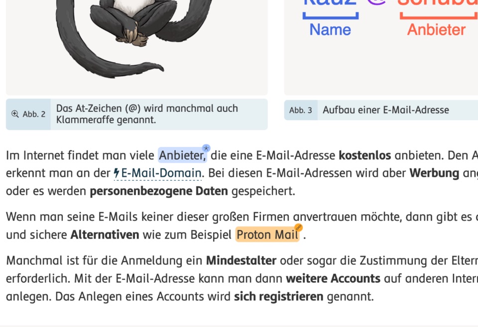 Screenshot der Anmerkungen und Links